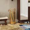 Umbrella Stand, Umbrella Stand Rack for Entryway Hallway Front Door, Golden Metal Umbrella Stand Umbrella Holder, Floor-Standing Hollow Umbrella Basket with Hook and Drip Tray, Corridor Entrance D view 2