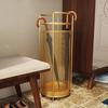 Umbrella Stand, Umbrella Stand Rack for Entryway Hallway Front Door, Golden Metal Umbrella Stand Umbrella Holder, Floor-Standing Hollow Umbrella Basket with Hook and Drip Tray, Corridor Entrance D view 3