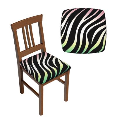Dwrepo Seat Covers for Dining Room Chairs Dust-Proof Chair Covers Set of Two Pieces Square Removable Washable Zebra Seat Cushion Slipcovers with Elastic Ties Chair Seat Protector for Kitchen Office