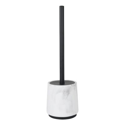 MUYRJLZX Stainless Steel Handle Toilet Brushes Floor-Mounted Toilet Brush with Resin Holder Toilet Cleaner Brush Deep Cleaning
