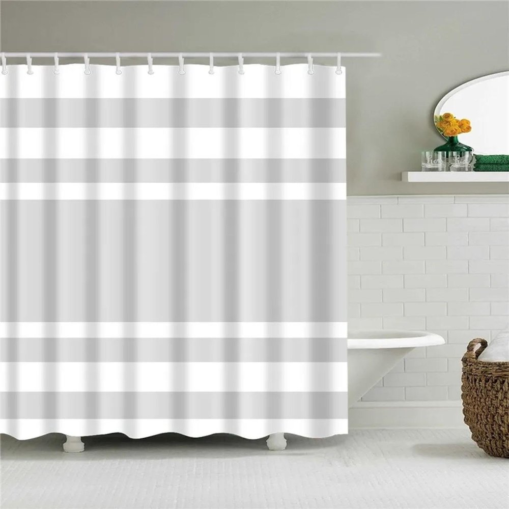ZXBNNN Geometric Shower Curtain Stripes Black White Grey Bathroom Curtains Modern Minimalist Men's Curtains Polyester Shower curtian 180x195cm(70.87x76.77in)