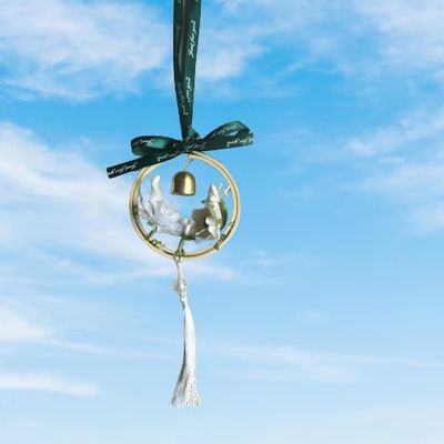 Bamboo Garland, Wind Chime Garland Pendant, Window Balcony Pendant car Decoration Pendant, DIY Chinese Wind Chime Garland Pendant, Spring Garland Pendant, Garden Decoration. (White Garland)