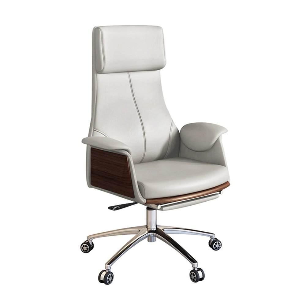 TUOYIBO Office Chair, Modern Grey PU Leather-High Back Executive Office Chair, Recliner with Adjustable Backrest (170), Arm Rest, Adult Size