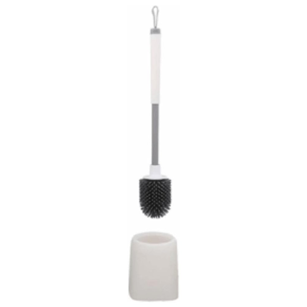 MUYRJLZX Silicone Bristles Toilet Brushes Wall-Mounted and Floor-Standing Toilet Brush and Holder Easy to Hide Bathroom Set