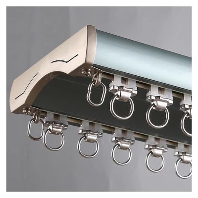 Conjoined Double Curtain Track Ceiling Mounting, Heavy-duty Aluminum Seamless Curtain Rail Gliders for Hospital/Hotel/Office, 5 feet 8ft 10 ft 12 ft 18 feet 20 ft 30ft Custom ( Color : Blue , Size : L