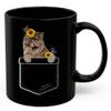 Lovesout Tortoiseshell Persian Cat Sunflower Pocket Design Coffee Mug Black Ceramic 11oz Kitten Owner Gift view 1