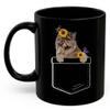Lovesout Tortoiseshell Persian Cat Sunflower Pocket Design Coffee Mug Black Ceramic 11oz Kitten Owner Gift view 2