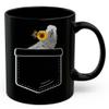 Lovesout Congo African Grey Parrot Sunflower Pocket Design Coffee Mug Black Ceramic 11oz Pet Owner Gifts view 1