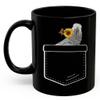 Lovesout Congo African Grey Parrot Sunflower Pocket Design Coffee Mug Black Ceramic 11oz Pet Owner Gifts view 2