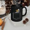 Lovesout Congo African Grey Parrot Sunflower Pocket Design Coffee Mug Black Ceramic 11oz Pet Owner Gifts view 3
