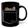 Lovesout Spotted Turtle Sunflower Pocket Design Coffee Mug Black Ceramic 11oz Pet Owner Gifts view 1