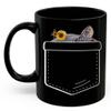 Lovesout Spotted Turtle Sunflower Pocket Design Coffee Mug Black Ceramic 11oz Pet Owner Gifts view 2
