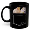 Lovesout Serama Chicken Hen Sunflower Pocket Design Coffee Mug Black Ceramic 11oz Farm Owner Gift view 2