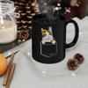 Bicolor Munchkin Cat Sunflower Pocket Design Coffee Mug Black Ceramic 11oz Kitten Owner Gift view 3