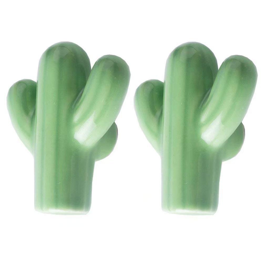 Ceramic Door Knobs,Ceramic Cabinet Knobs, 2 pcs Drawer Door Knobs Ceramic Cupboard Cabinet Pull Handles, Cactus Shape Drawer Pull Handle Furniture Cabinet Drawer Door Knobs (Color : Green)