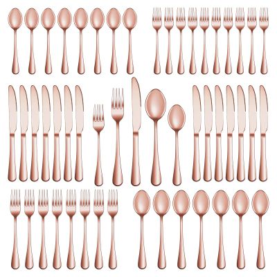 40 Pcs Rose Gold Silverware Set Service for 8, Premium Stainless Steel Flatware Set, Cutlery Utensil Set, Durable Home Kitchen Eating Tableware Set, Include Fork Knife Spoon Set, Dishwasher Safe