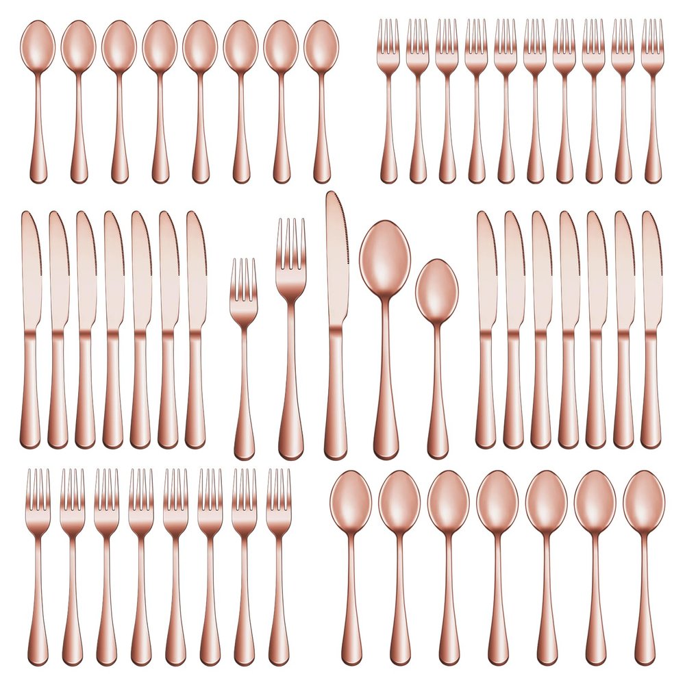 40 Pcs Rose Gold Silverware Set Service for 8, Premium Stainless Steel Flatware Set, Cutlery Utensil Set, Durable Home Kitchen Eating Tableware Set, Include Fork Knife Spoon Set, Dishwasher Safe