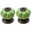 Ceramic Door Knobs,Ceramic Cabinet Knobs, 2 pcs Ceramic Pumpkins Wardrobe Handle Door Handle for Kids Furniture Hardware (Color : Green) view 1
