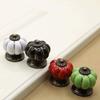 Ceramic Door Knobs,Ceramic Cabinet Knobs, 2 pcs Ceramic Pumpkins Wardrobe Handle Door Handle for Kids Furniture Hardware (Color : Green) view 4