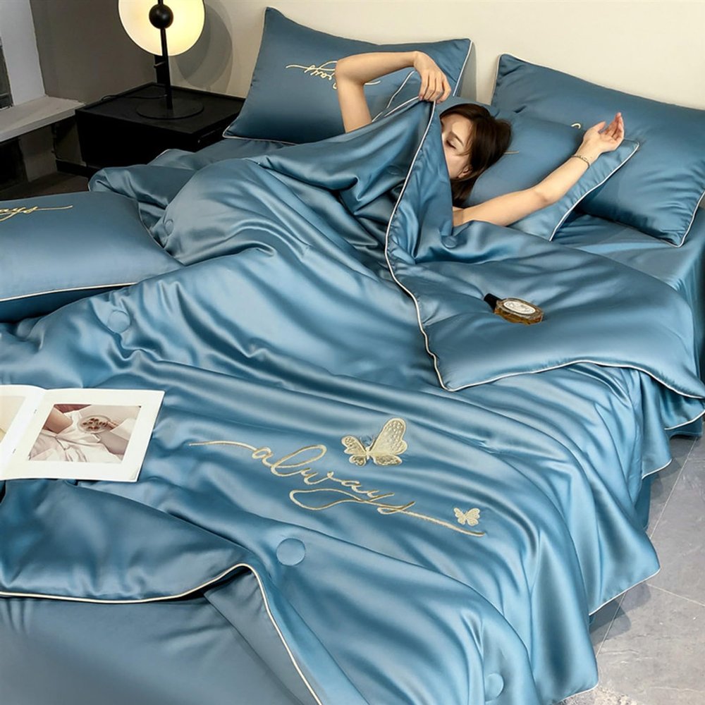 XHCTNN Summer Cooler Quilt for Hot Sleepers and Night Sweats, Ice Blanket for Sleeping Cooler Comforter, Double Sided Cold Effect Blanket Cooler Fiber Quilted Quilt(S,59 * 79")