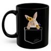 Lovesout Cinnamon Rabbit Sunflower Pocket Design Coffee Mug Black Ceramic 11oz Pet Owner Gifts view 2