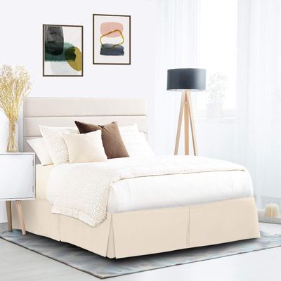 Texonic Split Corner Bed Skirt 13 Inch Drop Twin XL Size 100% Egyptian Cotton Wrinkle and Fade Resistant Long Staple Premium 600 Thread Count - Ivory