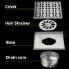 Shower Drain,Floor Drain Shower Drain with Hair Strainer, Brushed SUS304 Square Shower Floor Drain with Removable Cover, Floor Drainer for Kitchen Washroom Garage and Basement (Size : 30cm(11.8Inch)) view 2