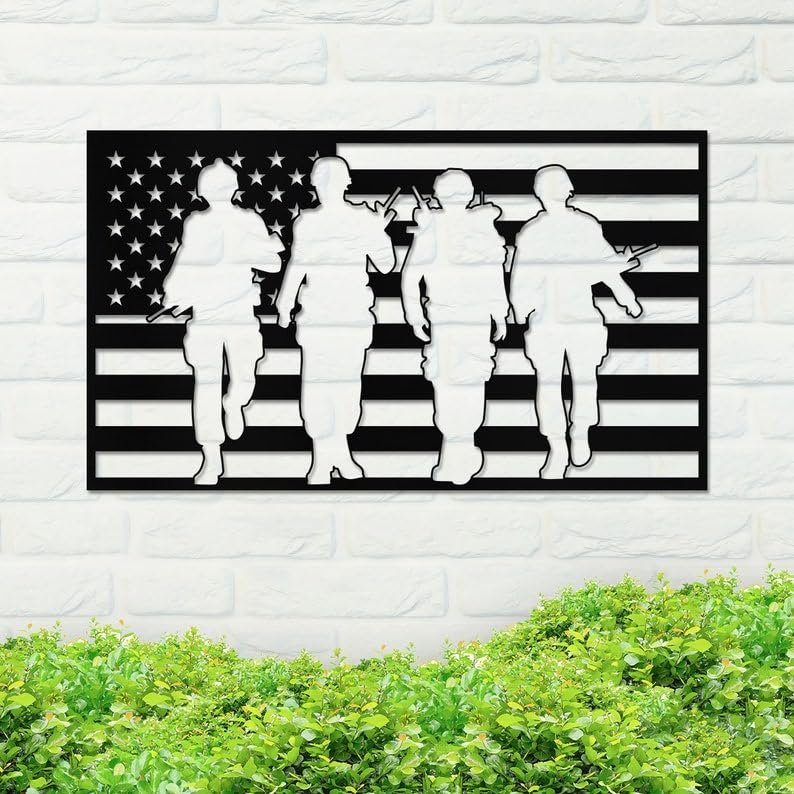 American Flag Sign, Metal Door Sign, Home Decor, Housewarming Gift, Wedding Gift, Metal Gift, Outdoor Sign, Metal Wall Art