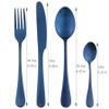 ONUIFIKE Silverware Set, 4/16/24/32/40/48 Pieces Matte Blue Steak Knives, Forks, Spoons, Stainless Steel Spoons, Main Meal Knives And Forks, Dessert Spoons, Fruit Forks, Home Cutlery Flatware Set (C view 2