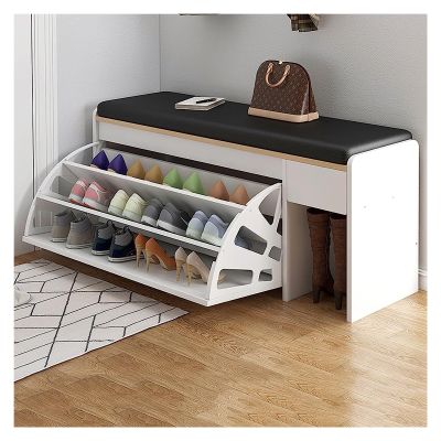 Shoe Bench for Living Room, Entryway Bench, Shoe Storage Bench, Entryway Shoe Bench with Flip-Open Storage Box and 3 Compartments, Hallway Shoes Rack Bench PU Cushioned ( Color : B , Size : 60*30*50CM
