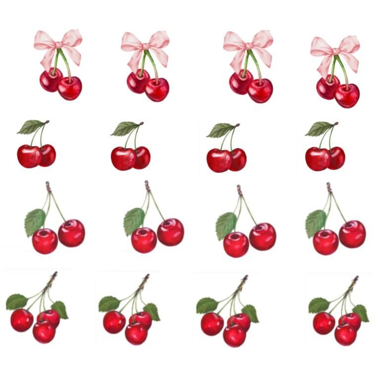 CoziDek Cherry Wall Stickers,Cherry Wall Decals Peel and Stick for Kitchen Decor,Cherries Wallpaper Peel and Stick,Cherry Wall Art Decal Stickers 56 pcs