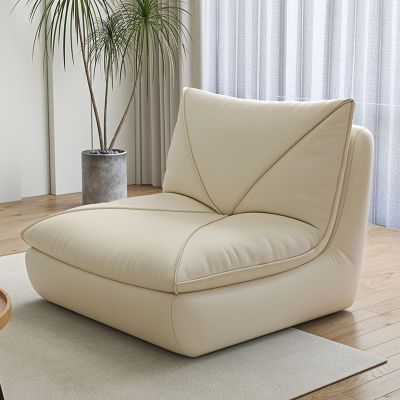 Bean Bag Chair Giant High-Density Foam Filling Sofa,Mid Century Floor Sofa, Suede/Cat Claw Leather Floor Lounge Chair Lazy Sofa Accent Chair for Living Room Bedroom Salon Office (Color : White)
