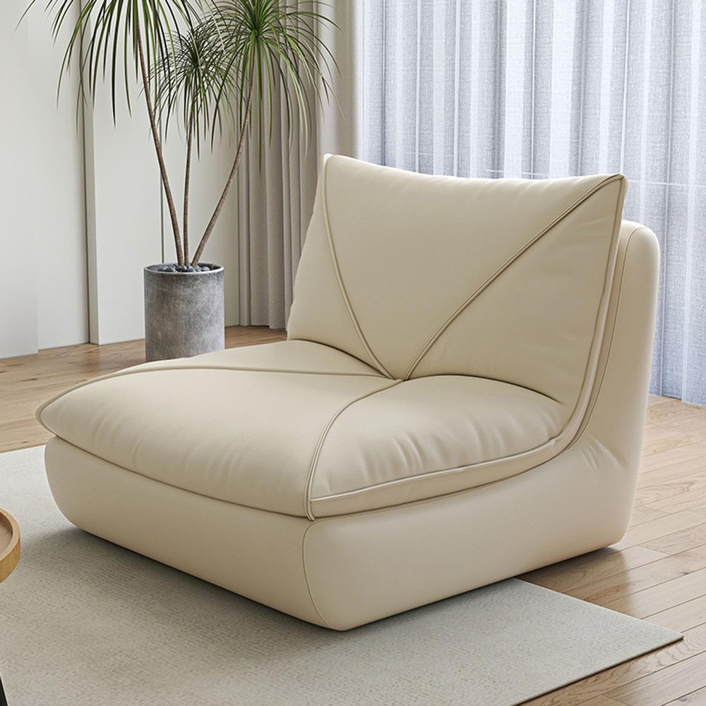 Bean Bag Chair Giant High-Density Foam Filling Sofa,Mid Century Floor Sofa, Suede/Cat Claw Leather Floor Lounge Chair Lazy Sofa Accent Chair for Living Room Bedroom Salon Office (Color : White)