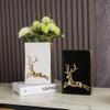 Ceramic Book Vase Retro Book Shaped Flower Vase Cute Bookstack Shaped Decorative Ceramic Planter Aesthetic Rectangular Vases for Flowers Unique Home Decor Ideal Gifts for Book Lovers (A, Black) view 3