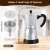 Lemosae Coffee Pot 6 Cup Electric Espresso Coffee Maker Italian Moka Maker 300ml Portable Aluminum Espresso Machine Cafetera Moka Pot with Detachable Base, Gift for Home Travel (Silver) view 3