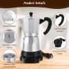 Lemosae Coffee Pot 6 Cup Electric Espresso Coffee Maker Italian Moka Maker 300ml Portable Aluminum Espresso Machine Cafetera Moka Pot with Detachable Base, Gift for Home Travel (Silver) view 4