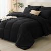 CozyLux Queen Comforter Set Black - 7 Pieces Bed in a Bag Queen, All Season Soft Bedding Set, Oeko-Tex Certified Bed Set with Down Alternative Comforter, Sheets, Pillowcases & Pillow Shams view 1