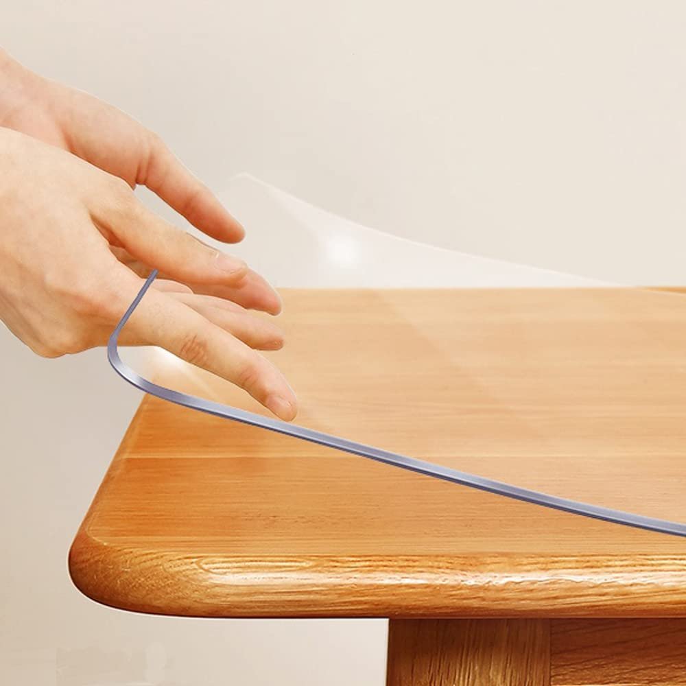 42x71 inch Clear PVC Table Cover Protector Waterproof Plastic Crystal Desk Protector Vinyl Non-Slip Desk Pad Mat Heat Resistant Table Cloths for Kitchen Dining Living Room Coffee Table Writing Desk