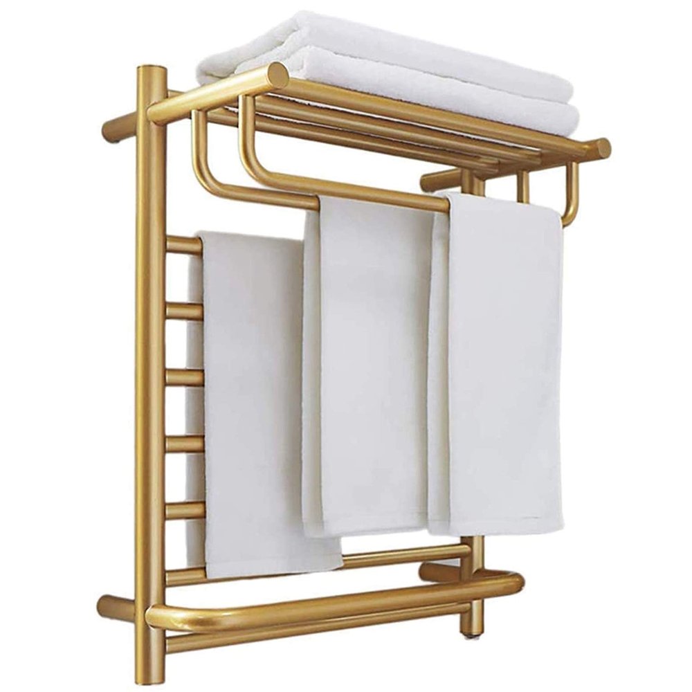 Towel Warmer/White Heated Towel Warmer Rack with Temperature and Time Control, Electric Stainless Steel Heated Towel Rail, Smart Thermostat Towel Dryer Wall Mounted Bathroom Accessories,Plug in (Pl