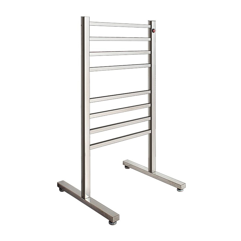 SDdPulse Electric Heated Towel Rail Radiator Portable Freestanding Towel Warmer Drying Rack with 8 Square Bars 75W 304 Stainless Steel Bathroom Thermostat Heated Towel Rack