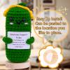 CoFuBcad Handcrafted Emotional Support Cucumber Gift, Cute Crochet Potato Knitted Doll Decoration with Front Card Wooden Base for Birthday Gift Home Decoration view 2