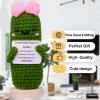CoFuBcad Handcrafted Emotional Support Cucumber Gift, Cute Crochet Potato Knitted Doll Decoration with Front Card Wooden Base for Birthday Gift Home Decoration view 3