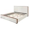 Acme Kaleea Chenille Upholstered Tufted Queen Bed in Beige and Walnut view 1