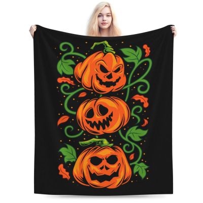 3 Pumpkins Halloween Avatar Throw Blanket for Couch Bed Sofa Soft Comfortable Blanket 60"x50" Flannel Blankets & Throws