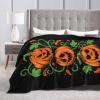 3 Pumpkins Halloween Avatar Throw Blanket for Couch Bed Sofa Soft Comfortable Blanket 60"x50" Flannel Blankets & Throws view 3