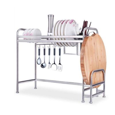 HBUNKT Spice Rack Organizer, Silver Stainless Steel Sink Rack Hanging Dish Drainer Rack Kitchen Rack Supplies Storage Shelf Cutting Board Holder with Hooks (Size : S), Small