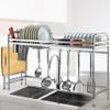 HBUNKT Spice Rack Organizer, Silver Stainless Steel Sink Rack Hanging Dish Drainer Rack Kitchen Rack Supplies Storage Shelf Cutting Board Holder with Hooks (Size : S), Small view 3