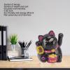 HERCHR Lucky Cat Waving Arm, Lucky Beckoning Cat Fortune Lucky Cat Solar Fortune Cat Statue Decorations Good Luck Wealth Cat for Home Office Display Car Decor(Smile Black) view 2