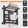 Towel Warmer/Electric Towel Warmer Radiator, Electric Heated Towel Rack with Top Tray Wall Mounted, 6 Bars Aluminum Alloy Electric Towel Heater Rack for Home Bathroom,White,Plug in (Black Plug in) view 3