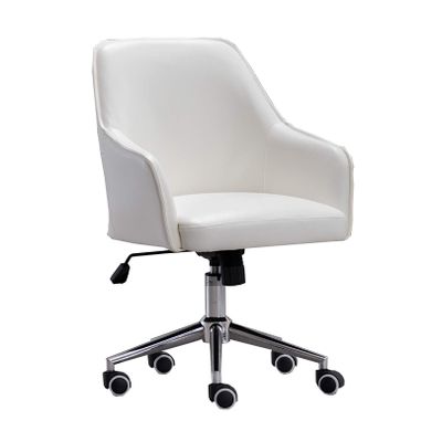 Home Office Chair Ergonomic Desk Chair PU Leather Computer Chair with Lumbar Support Armrest Swivel Adjustable Mid Back Task Chair (White)